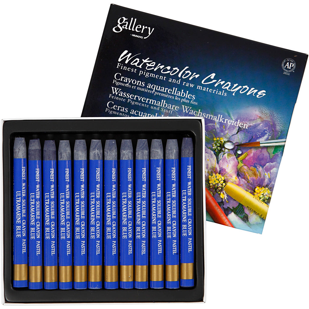 Craie aquarelle Mungyo, L : 9,3 cm, épaisseur 8 mm, outremer (339), 12 pièces 1 boîte