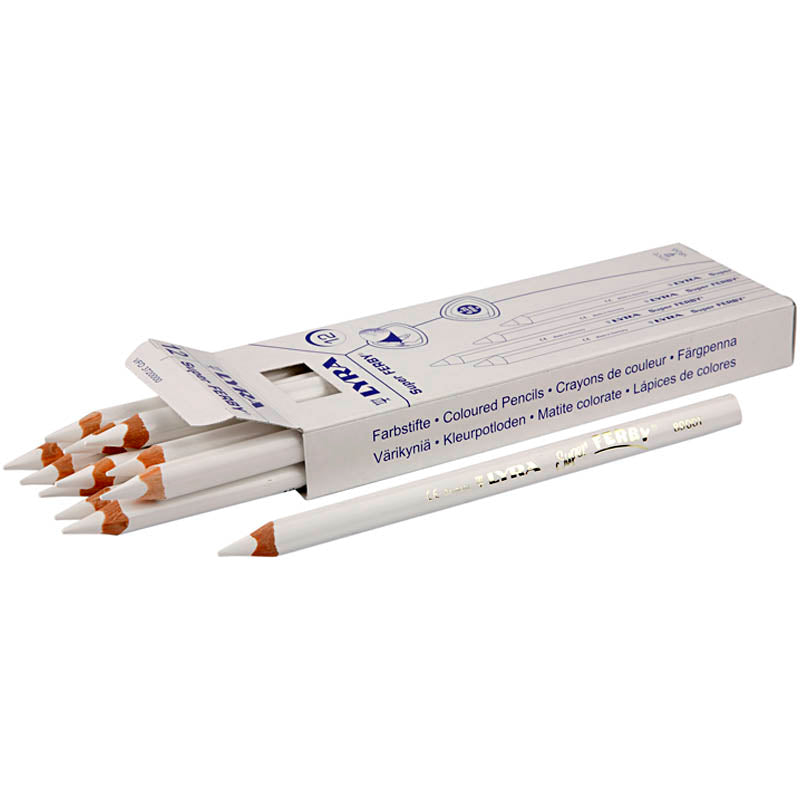 Crayons de couleur Lyra Super Ferby 1, L: 18 cm, remplissage de 6,25 mm, blanc, 12 pièces 1 boîte