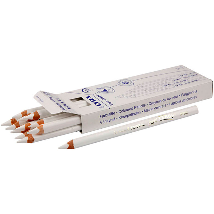 Crayons de couleur Lyra Super Ferby 1, L: 18 cm, remplissage de 6,25 mm, blanc, 12 pièces 1 boîte