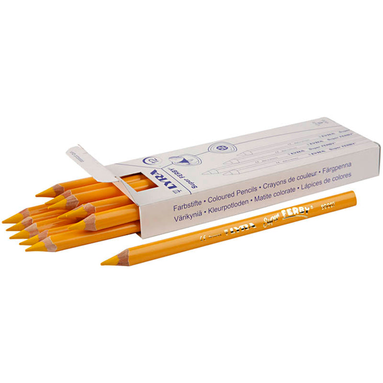 Crayons de couleur Lyra Super Ferby 1, L: 18 cm, remplissage de 6,25 mm, jaune, 12 pièces 1 boîte