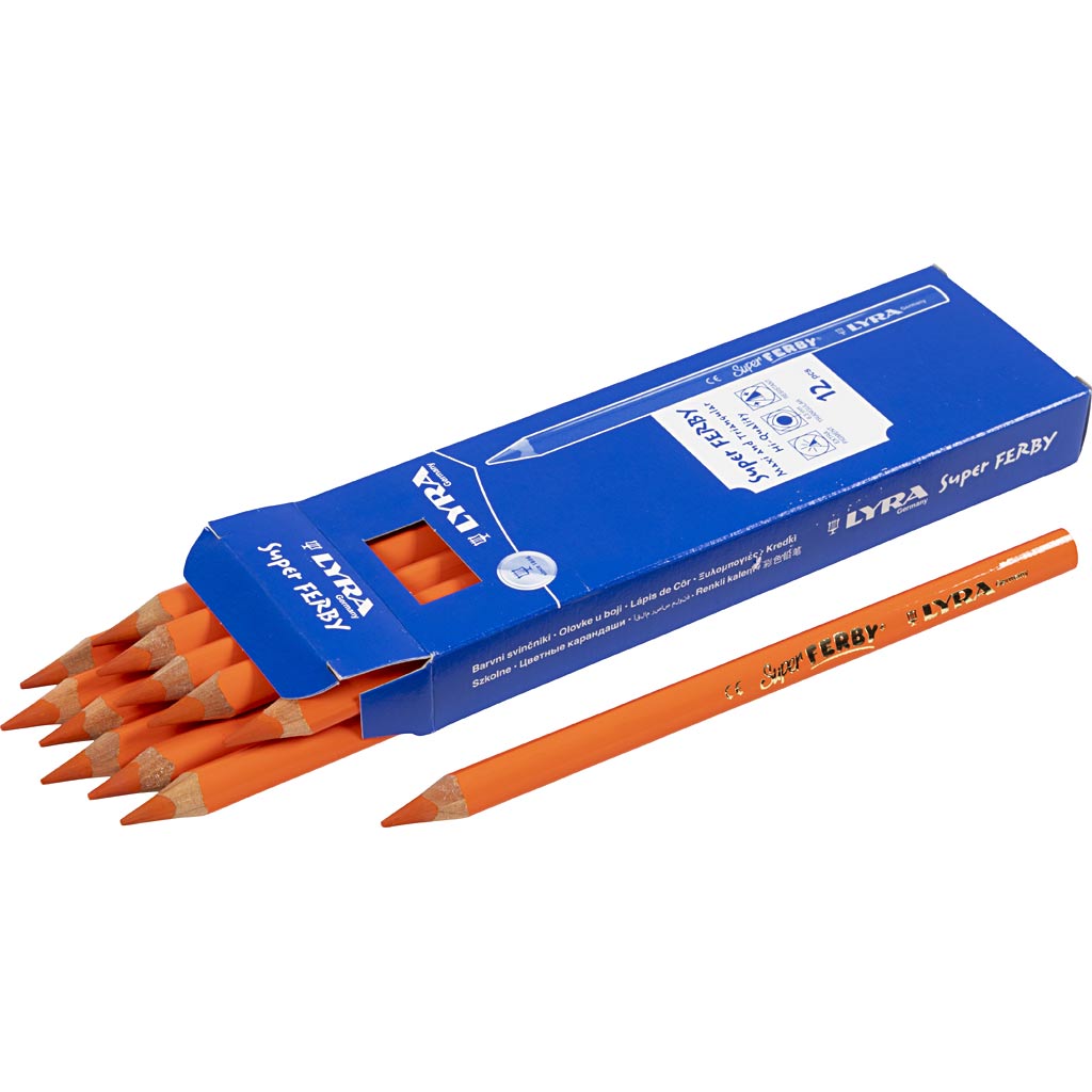 Crayons de couleur Lyra Super Ferby 1, L: 18 cm, remplissage de 6,25 mm, orange, 12 pièces 1 boîte