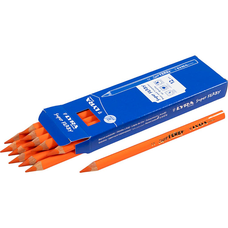 Crayons de couleur Lyra Super Ferby 1, L: 18 cm, remplissage de 6,25 mm, orange, 12 pièces 1 boîte