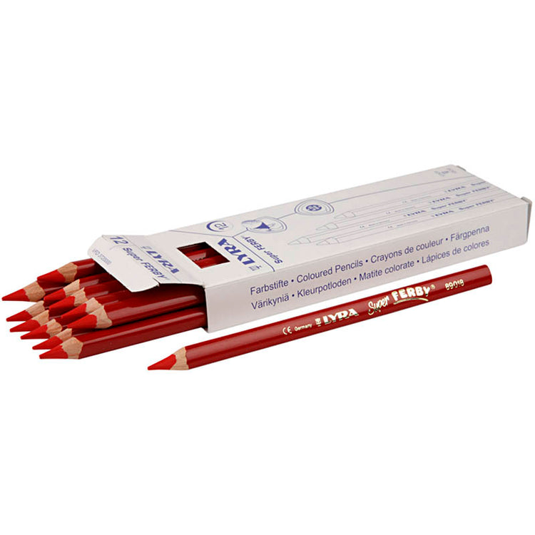 Crayons de couleur Lyra Super Ferby 1, L: 18 cm, remplissage de 6,25 mm, rouge, 12 pièces 1 boîte