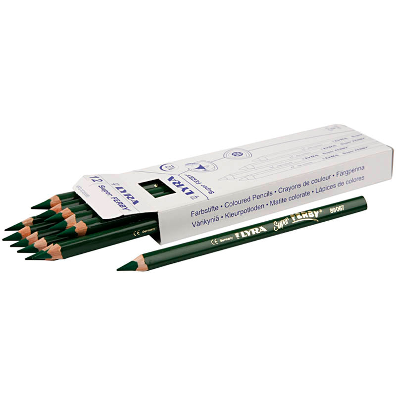 Crayons de couleur Lyra Super Ferby 1, L: 18 cm, remplissage de 6,25 mm, vert, 12 pièces 1 boîte