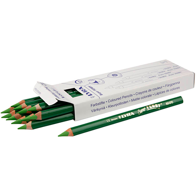 Crayons de couleur Lyra Super Ferby 1, L: 18 cm, remplissage de 6,25 mm, vert clair, 12 pièces 1 boîte