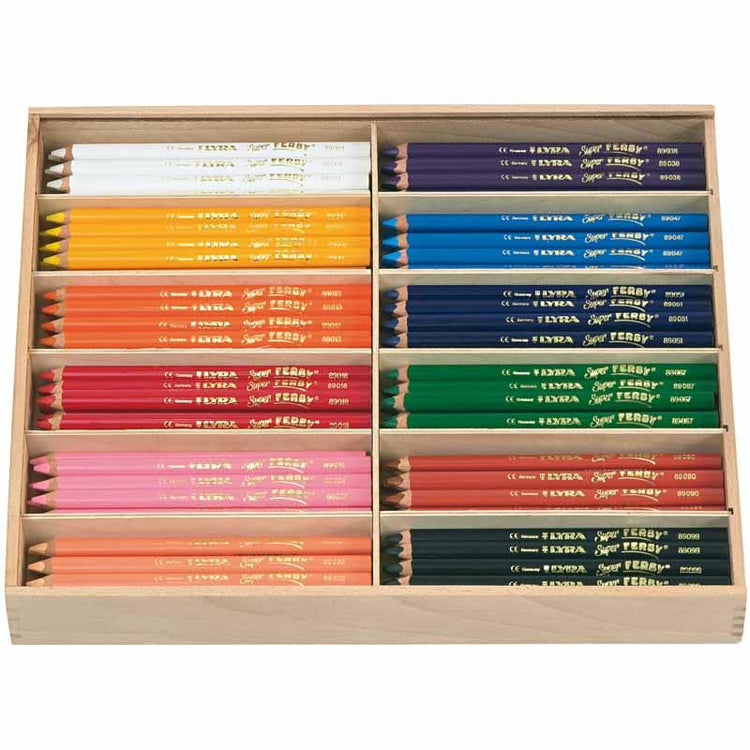 Crayons de couleur Lyra Super Ferby 1, L: 18 cm, remplissage de 6,25 mm, différentes couleurs, 12x12 pièces 1 boîte