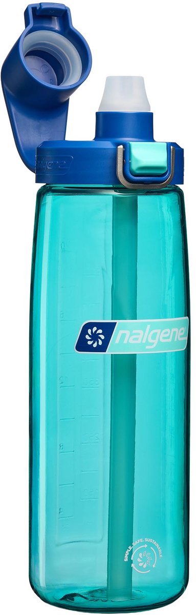 Nalgene - bouteille avec paille - gourde - bouteille d'eau - paille - 650ml bleu aqua bouchon bleu foncé sustain nouveau !
