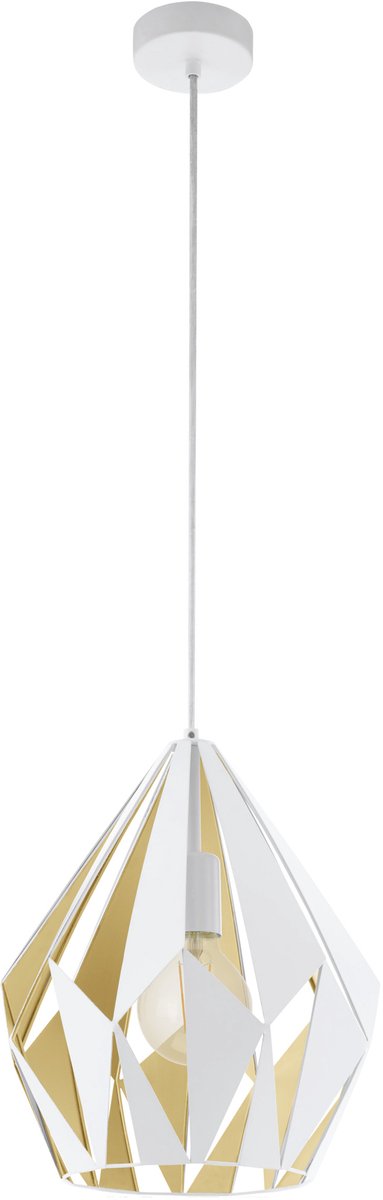 Suspension Eglo carlton 1 - e27 - 1 lumière - ø 31 cm - blanc, or