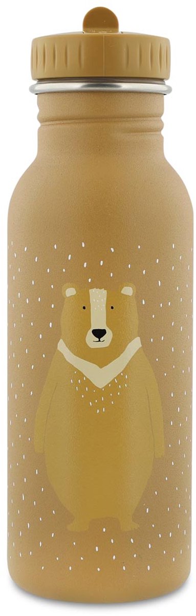 Gourde Trixie - mr. ours - bouteille d'eau en acier inoxydable pour enfants - 500 ml - bouteille étanche - marron - ours