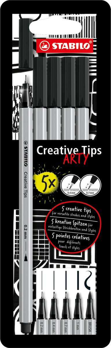 Stabilo creative tips arty stylos noir - 5 pcs