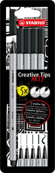 Stabilo creative tips arty stylos noir - 5 pcs