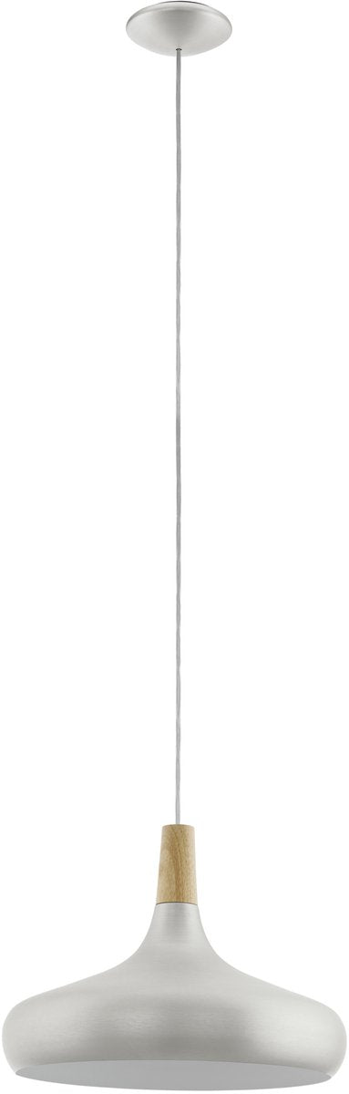 Lampe à suspension Eglo sabinar - E27 - acier|bois - marron|argent