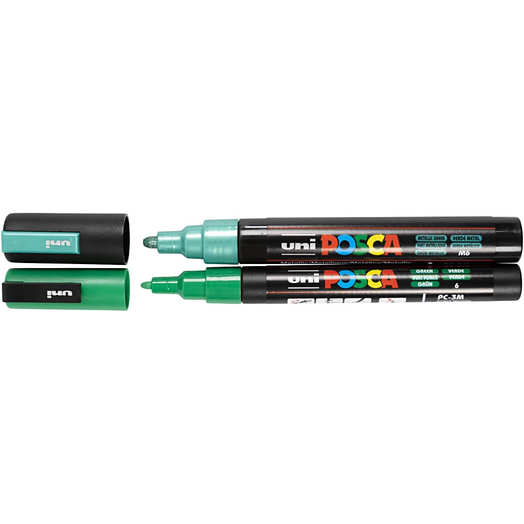Marqueur Uni-posca posca, taille pc-5m + pc-3m, largeur de trait 0,9-1,3 + 2,5 mm, différentes couleurs, 12 div 1 boîte
