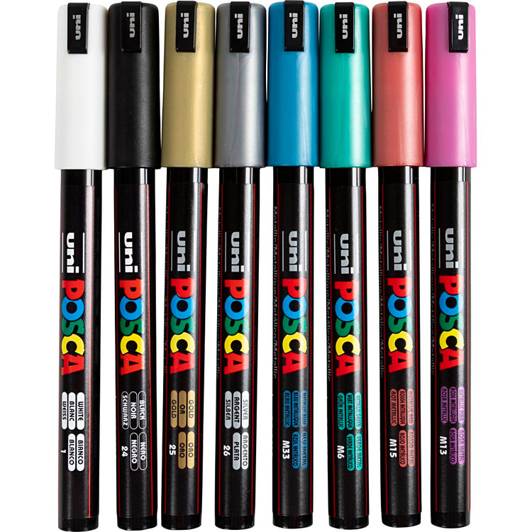 Marqueur POSCA UNI-POSCA, AFM PC-1MR, épaisseur de ligne 0,7 mm, couleurs métalliques extra-fins, 8 boîtes div 1