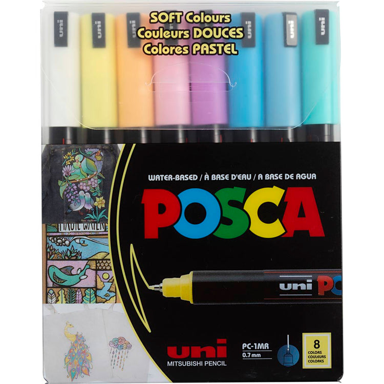 Marqueur Posca Uni-Posca, AFM PC-1MR, épaisseur de ligne 0,7 mm, extra-fine, différentes couleurs, 8 boîte div 1