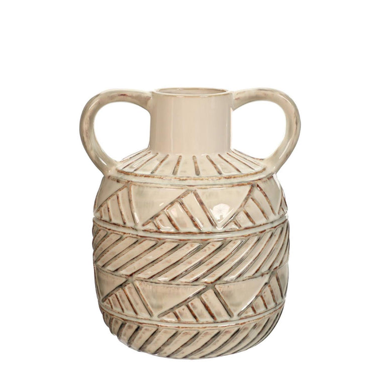 Idées 4 saisons vase bali céramique 25x23x30 cm crème