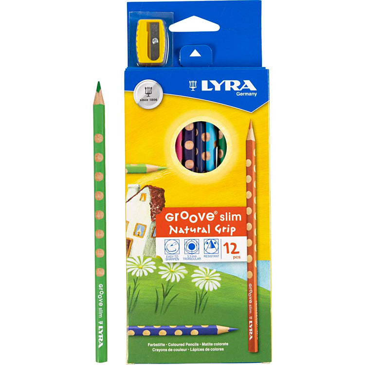Crayons de couleur mince lyra, l: 18 cm, remplissage de 3,3 mm, différentes couleurs, 12 pièces 1 boîte