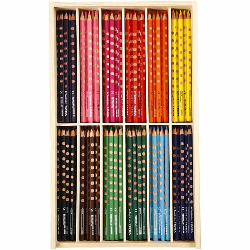 Crayons de couleur de couleur mince lyra, l: 18 cm, remplissage de 3,3 mm, différentes couleurs, 12x12 pièces 1 boîte