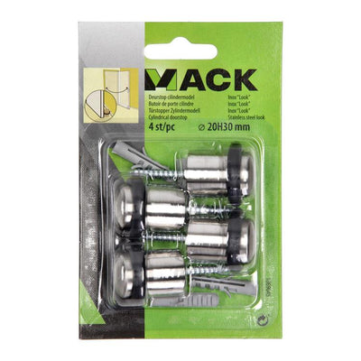 Mack 1069045 - cylindre d'arrêt de porte modèle aspect acier inoxydable ø 20h30 mm 4 pcs pc | 6 pièces