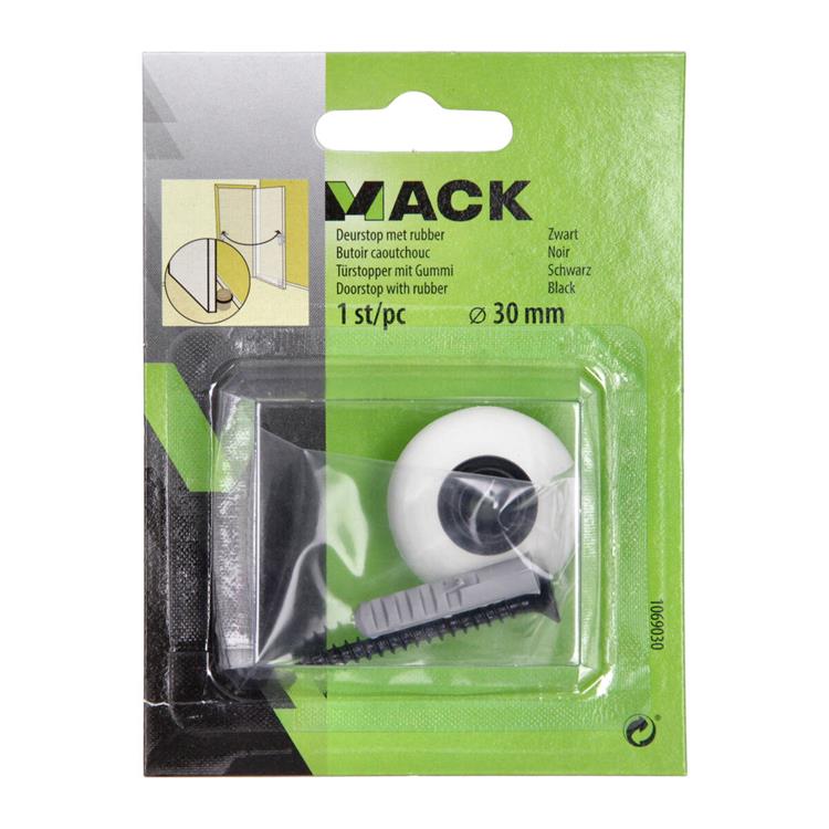 Mack 1069030 - butée de porte avec caoutchouc noir ø 30 mm 1 pièce pièce | 6 pièces