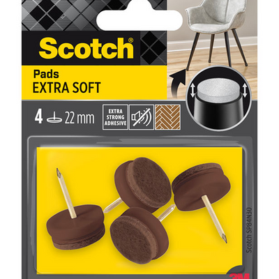 3m 1070705 - patins en feutre extra doux scotch® à clouer marron ø 22 mm | 16 pièces