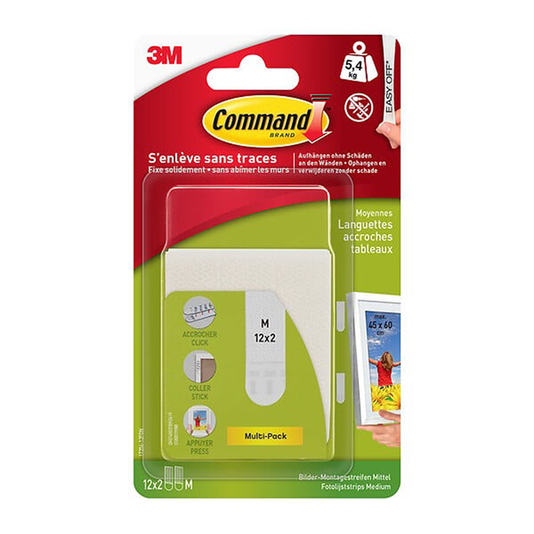 3m 1071789 - bandes de montage de commande moyennes, blanches, pack économique | 7 pièces