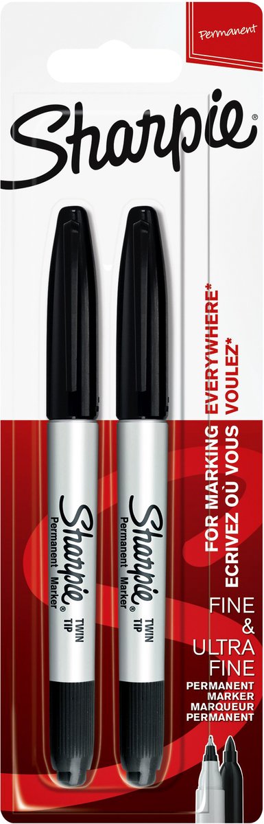 Marqueurs Sharpie à double pointe | pointes fines et ultrafines | noir | 2 pièces