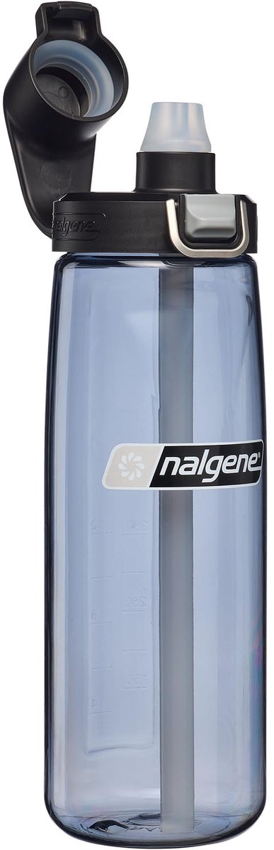 Nalgene - bouteille avec paille - gourde - gourde - paille - 650ml gris bouchon noir sustain nouveau !
