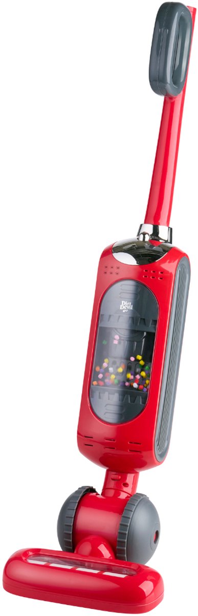 Aspirateur jouet Dirt Devil - Aspirateur balai pour enfants avec fonction d'aspiration fonctionnelle et son réaliste - pour garçons et filles à partir de 3 ans - gris rouge