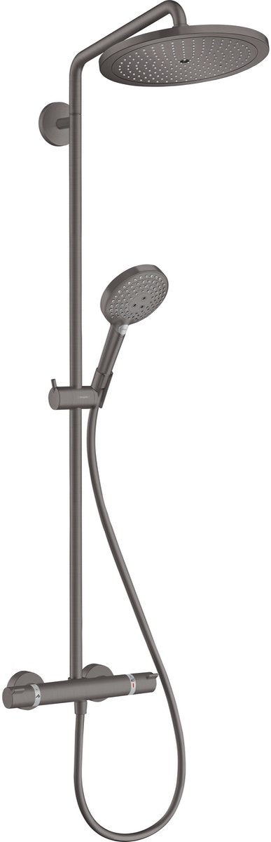 Hansgrohe croma s - showerpipe - ecosmart water saving 8 l m - raindance select - 280mm - 1 fonction jet - noir mat - avec thermostat et douchette à main