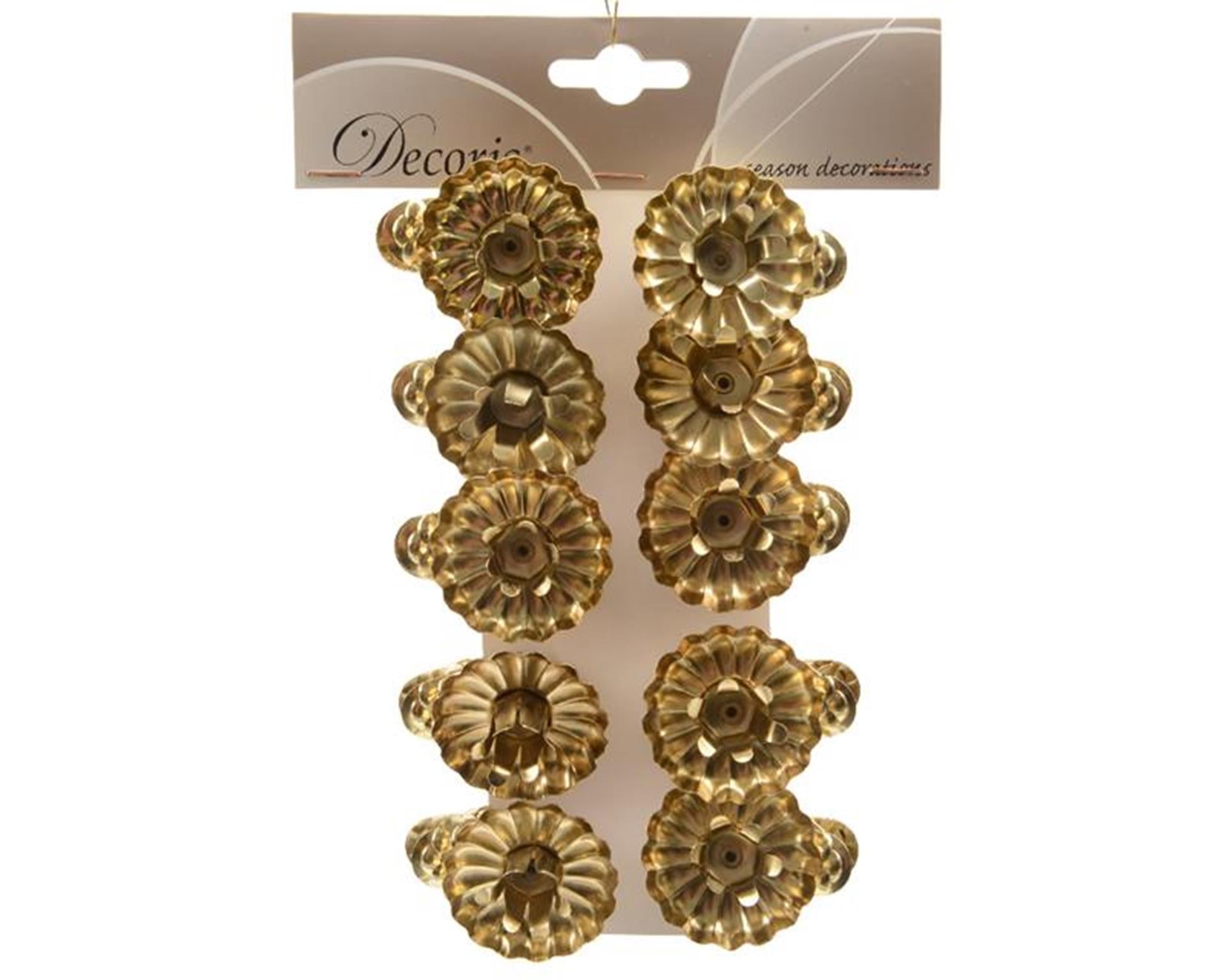 Decoris bougeoirs sapin de Noël doré 10 pièces