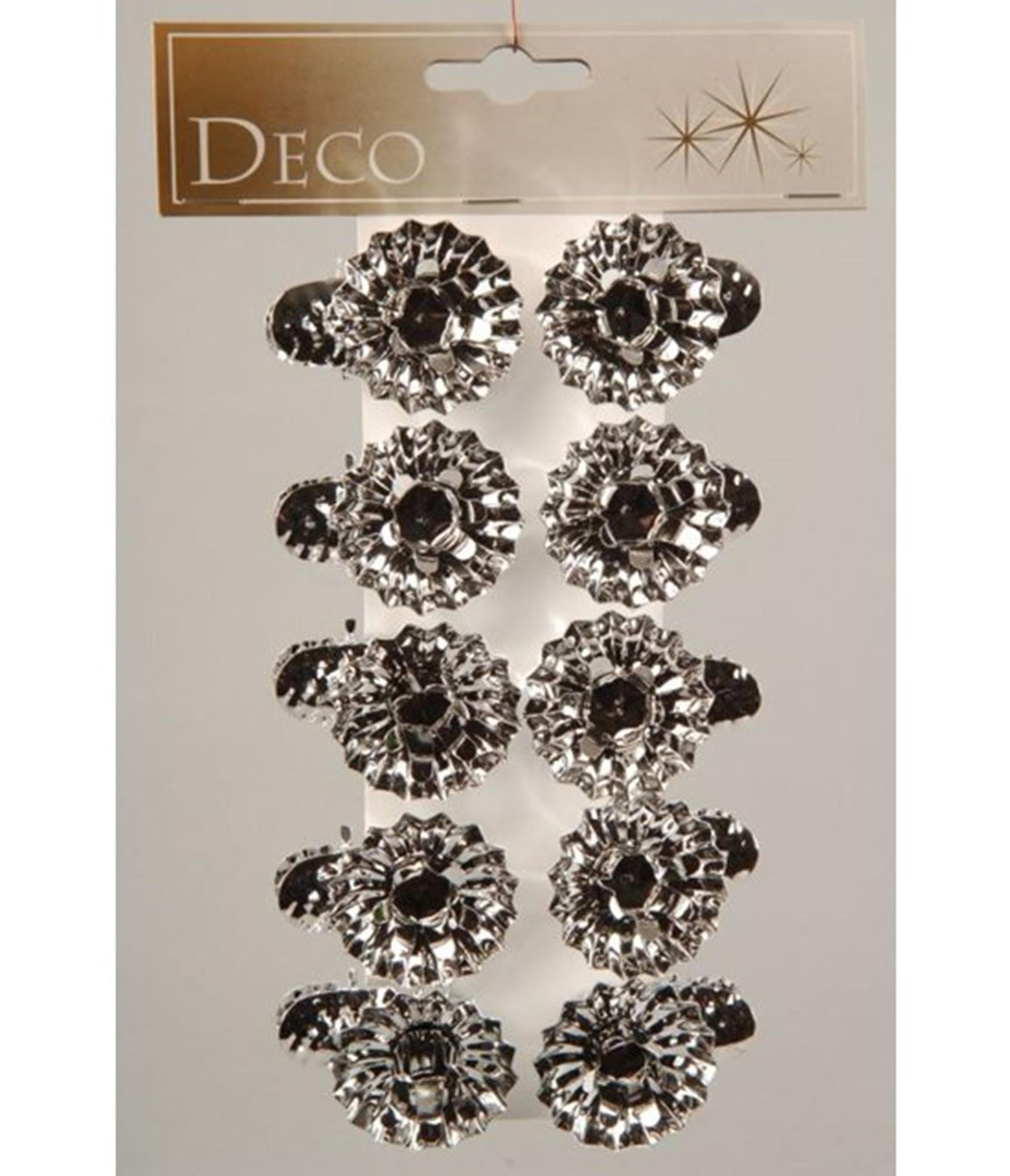 Bougeoirs sapin de Noël Decoris argent10 pièces