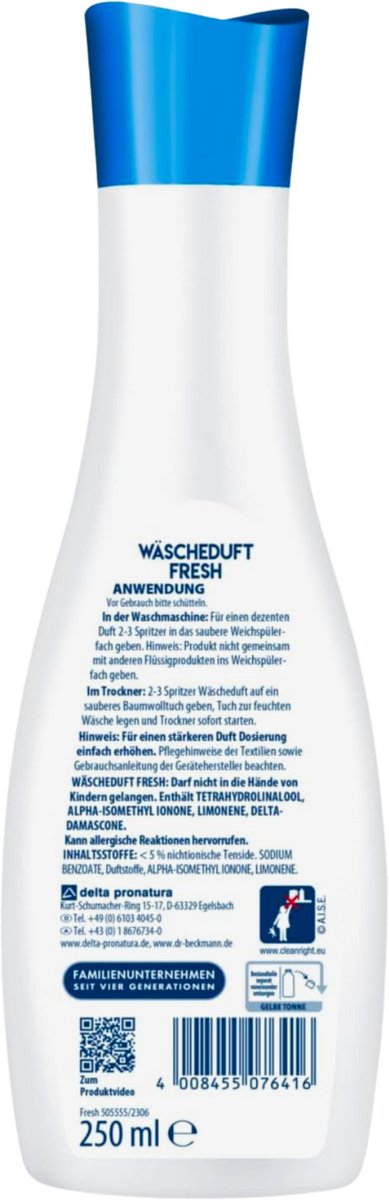 Parfum de lessive Dr. Beckmann - frais - 250 ml - parfum longue durée - pour tous types de textiles