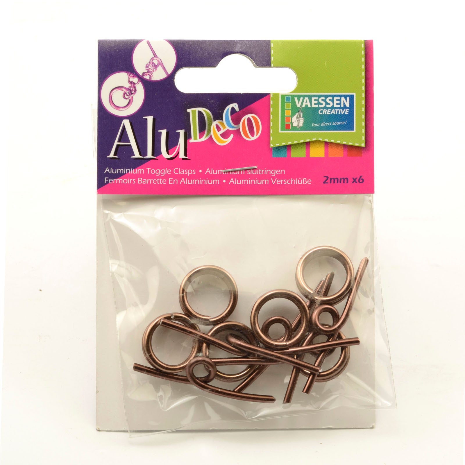 Vaessen creative • fermoir à bascule alu déco 6pcs chocolat