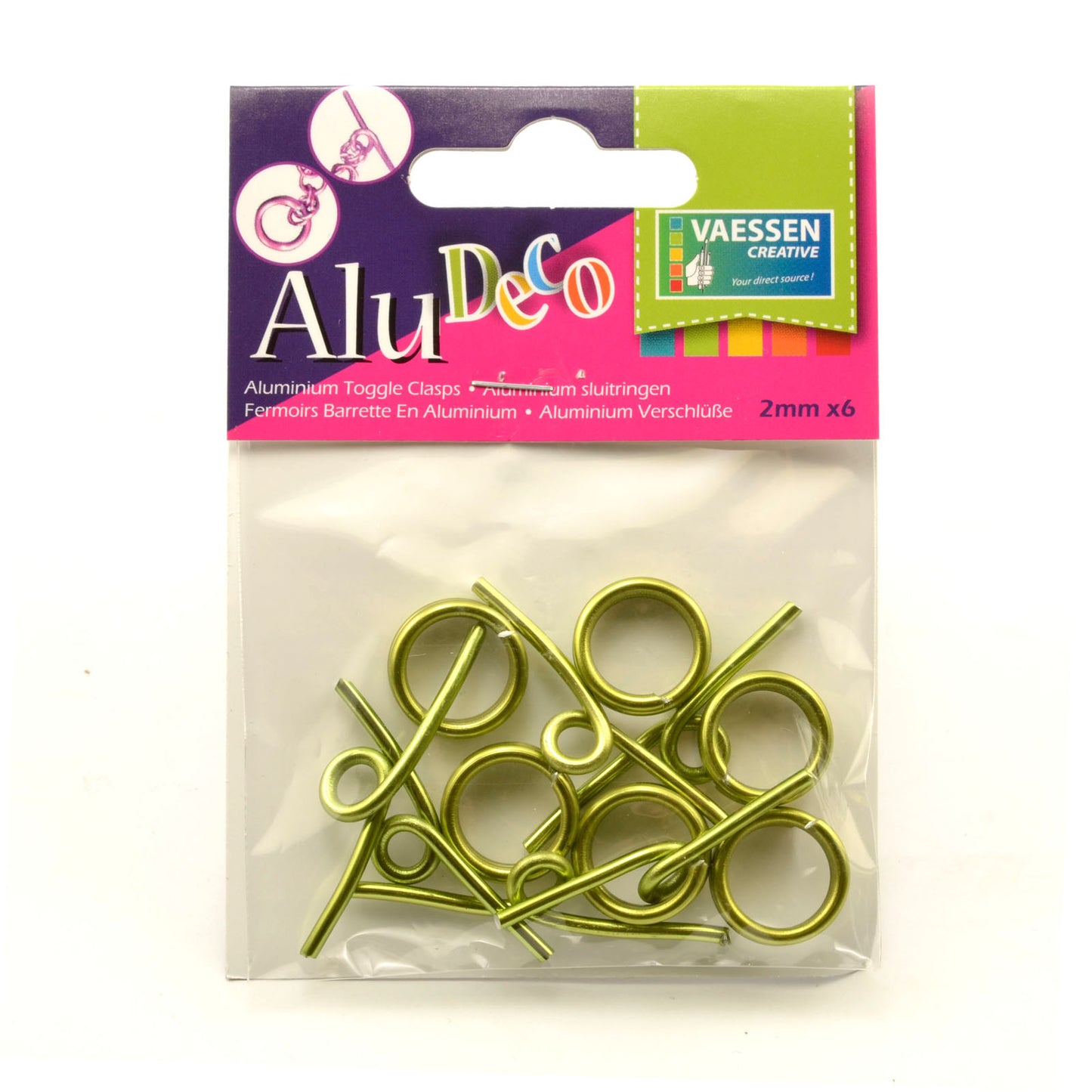 Vaessen creative • fermoir à bascule alu déco 6pcs vert pomme