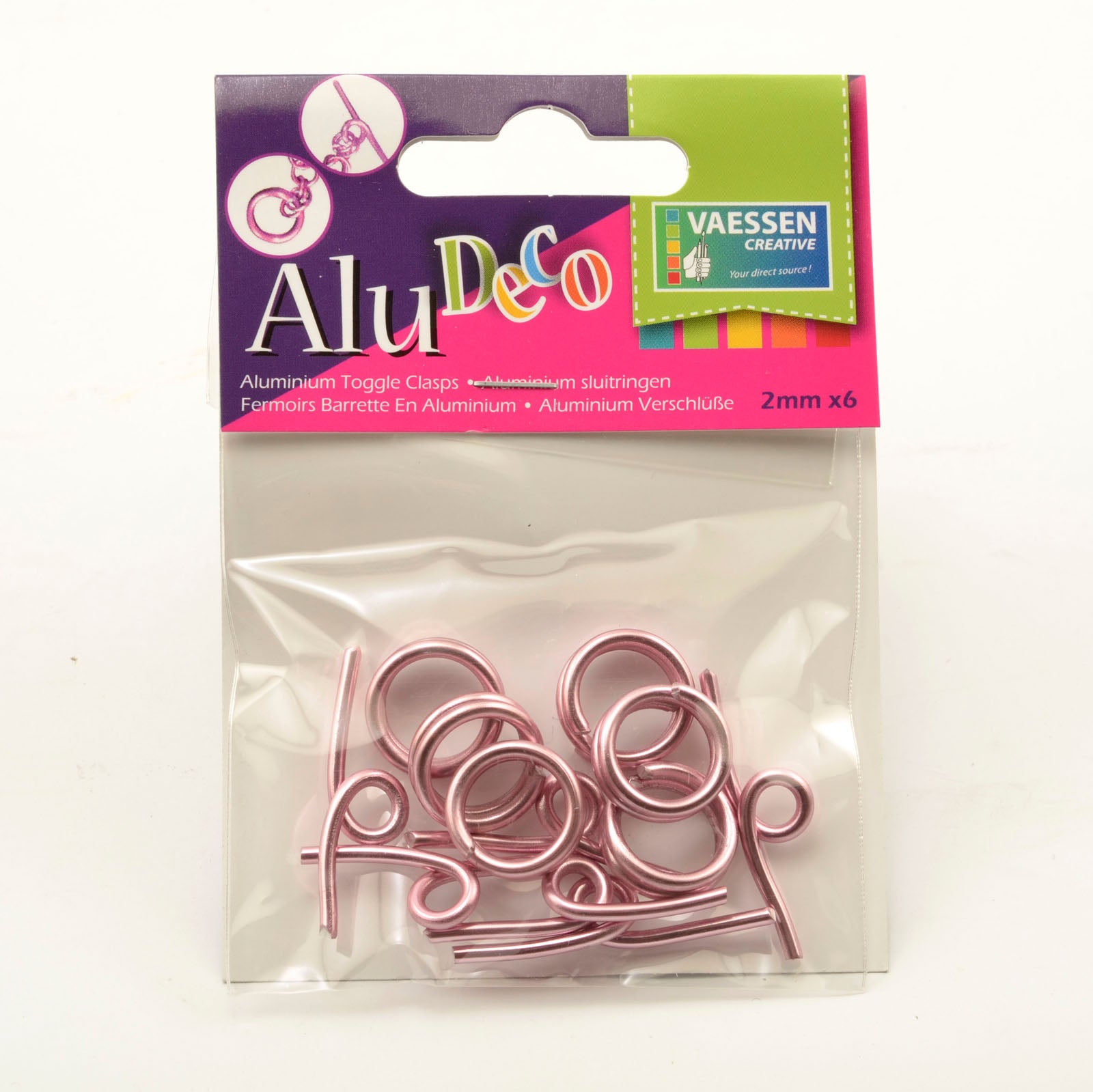 Vaessen creative • fermoir à bascule alu déco 6pcs rose