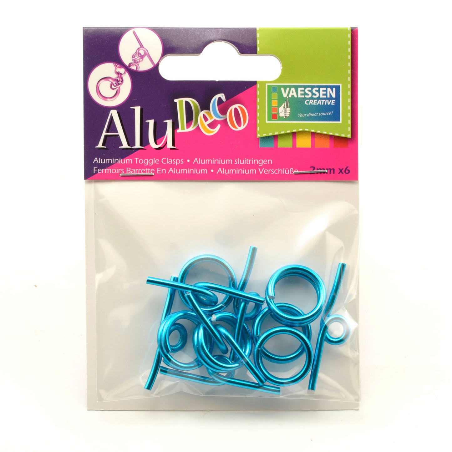 Vaessen creative • fermoir à bascule alu déco 6pcs turquoise