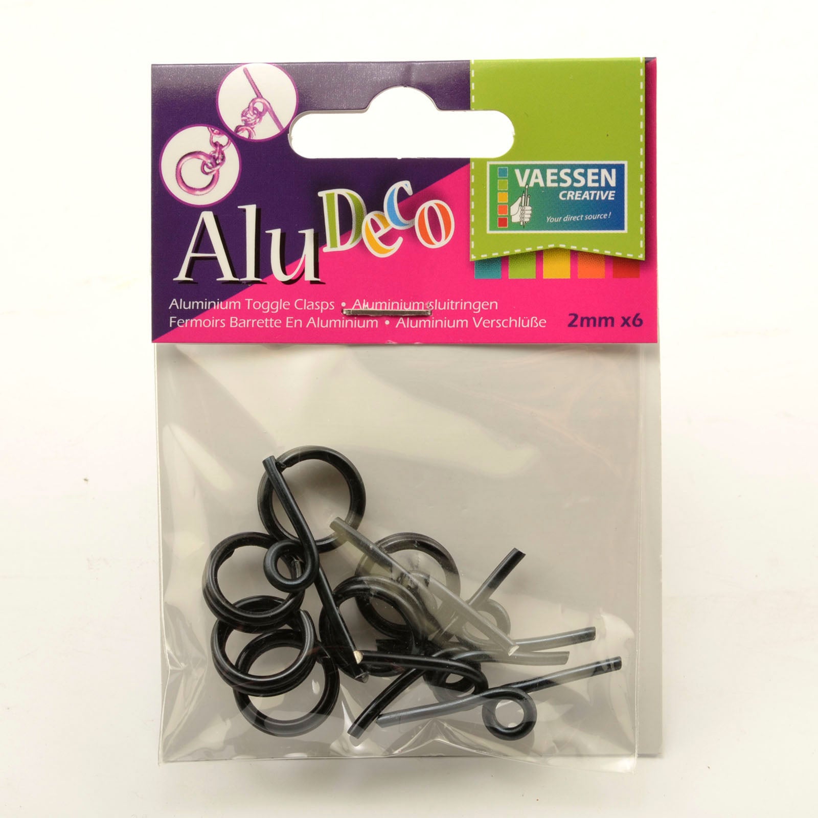 Vaessen creative • fermoir à bascule alu déco 6pcs noir