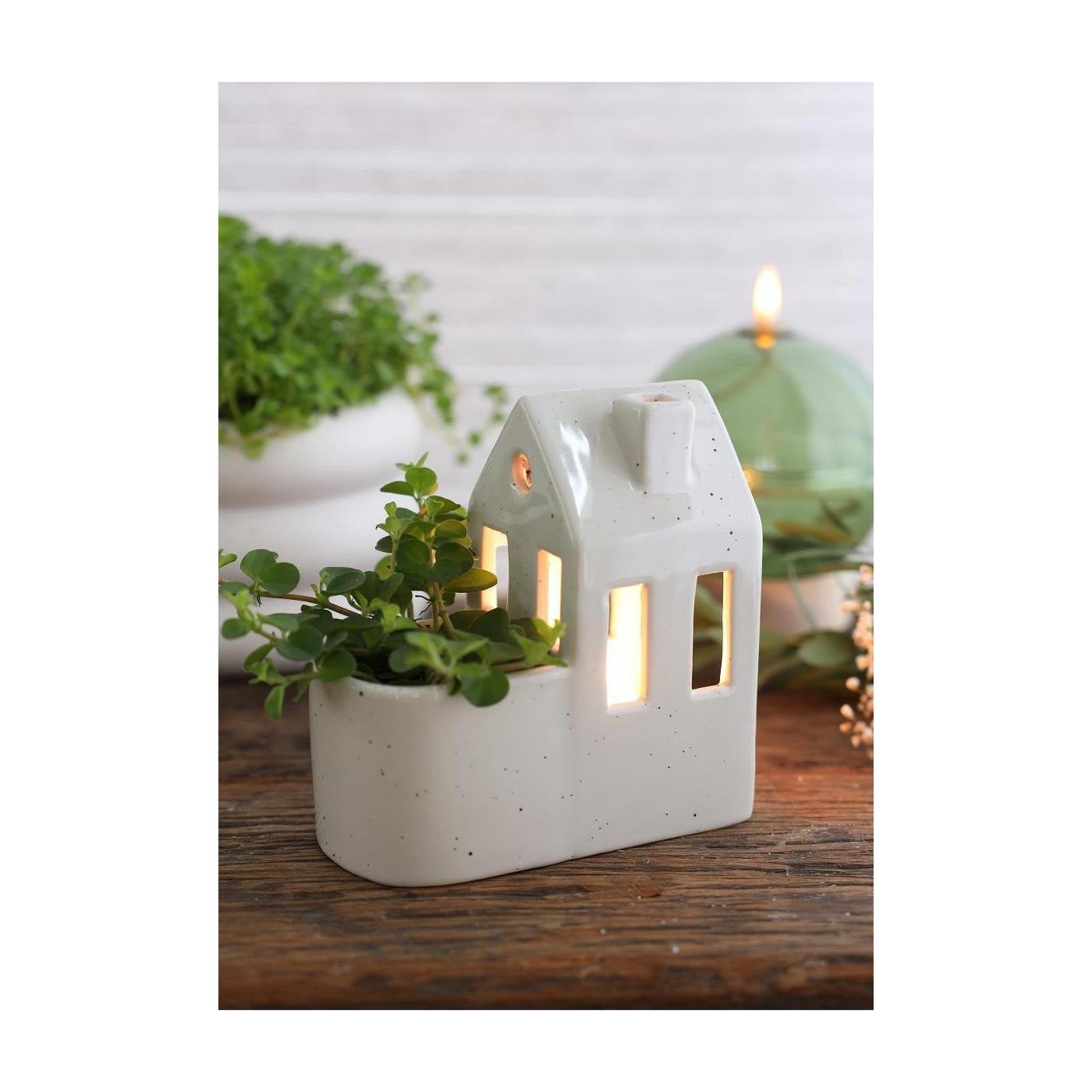 Idées 4 saisons maison des plantes crème ø7,3x13,4x14,2cm