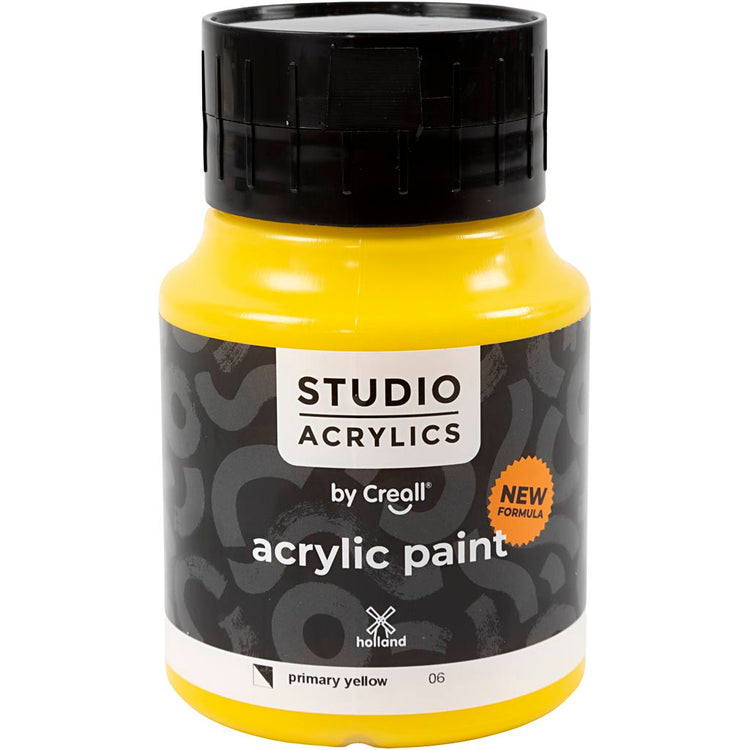 Peinture acrylique Creall Studio, semi-opaque, jaune primaire (06), 500 ml 1 flacon