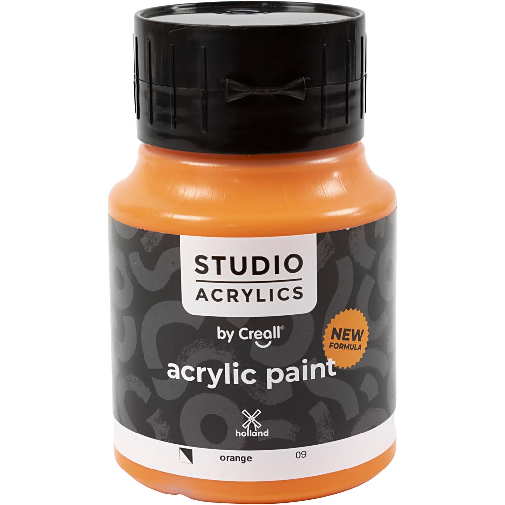 Peinture acrylique Creall Studio, semi-opaque, orange (09), 500 ml 1 bouteille
