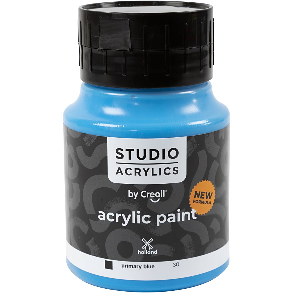 Peinture acrylique Creall Studio, opaque, bleu primaire (30), 500 ml 1 bouteille