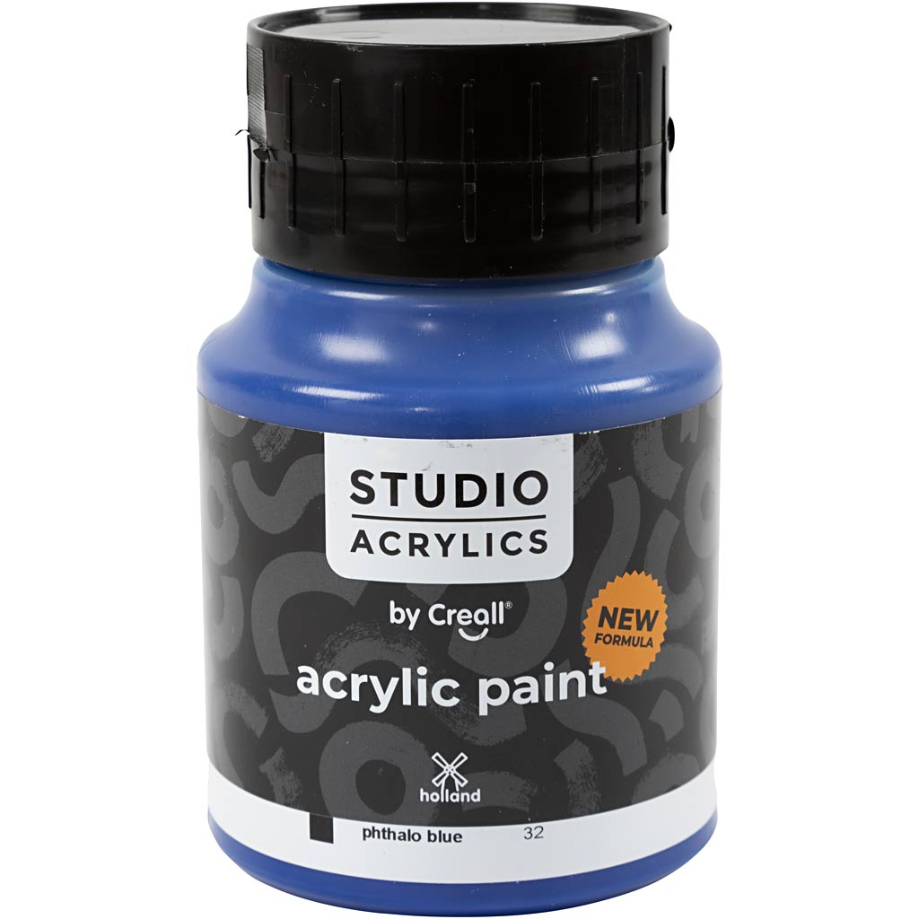 Peinture acrylique Creall Studio, opaque, bleu phtalo (32), 500 ml 1 flacon