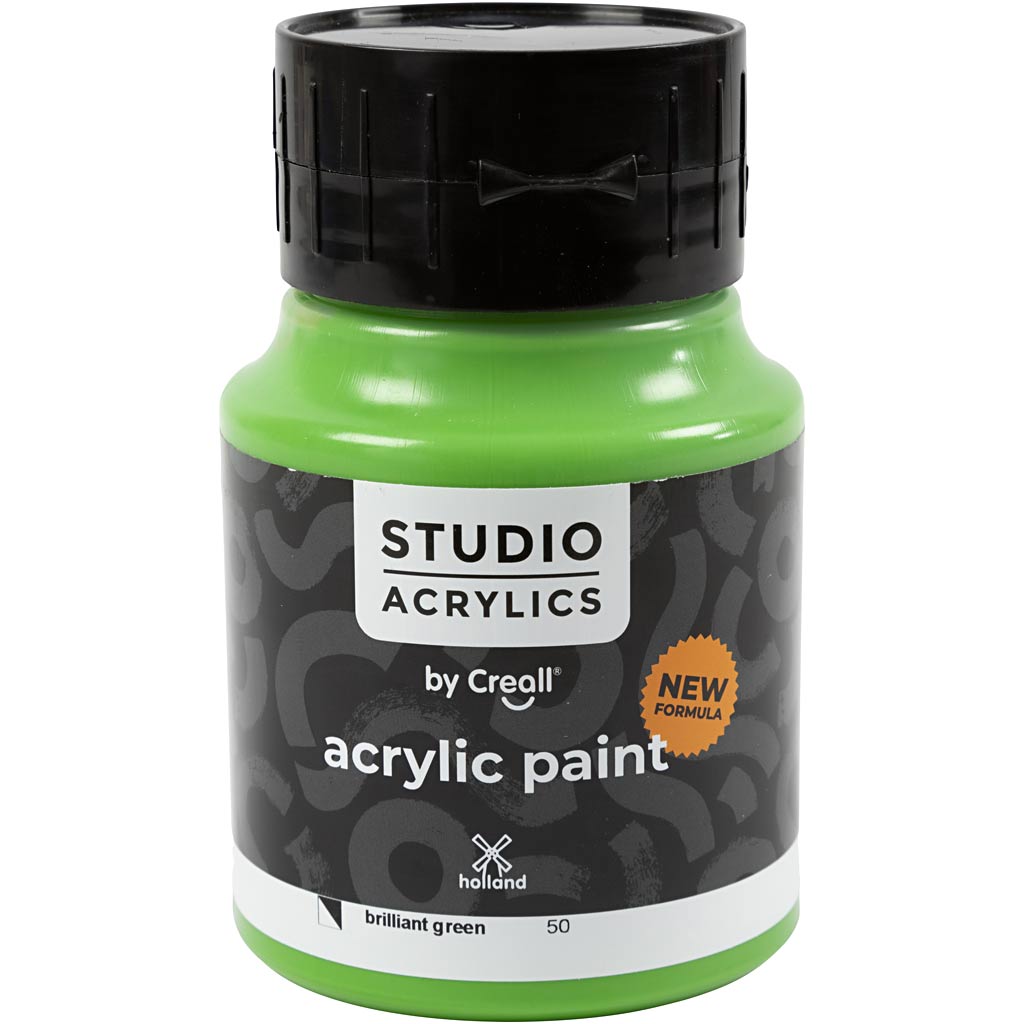 Peinture acrylique Creall Studio, semi-opaque, vert brillant (50), 500 ml 1 flacon