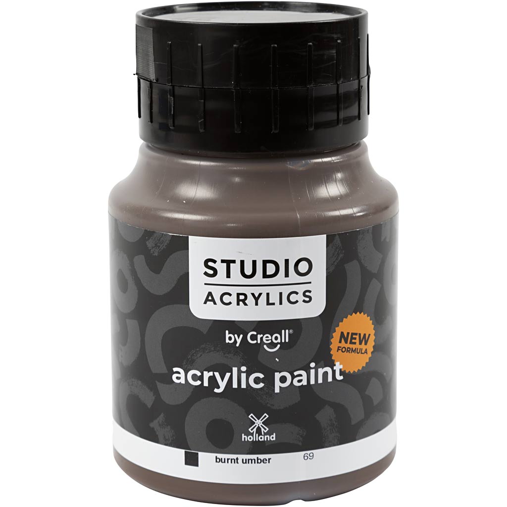 Peinture acrylique Creall Studio, opaque, terre d'ombre brûlée (69), 500 ml 1 bouteille