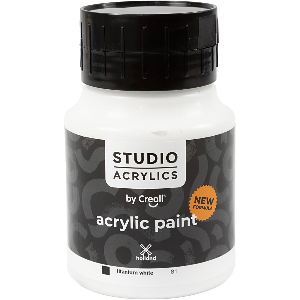 Peinture acrylique Creall Studio, opaque, blanche (81), 500 ml 1 bouteille