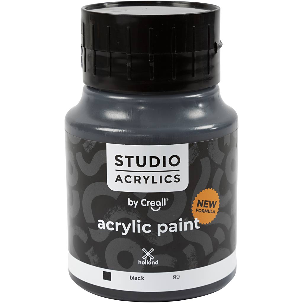 Peinture acrylique Creall Studio, opaque, noir (99), 500 ml 1 bouteille