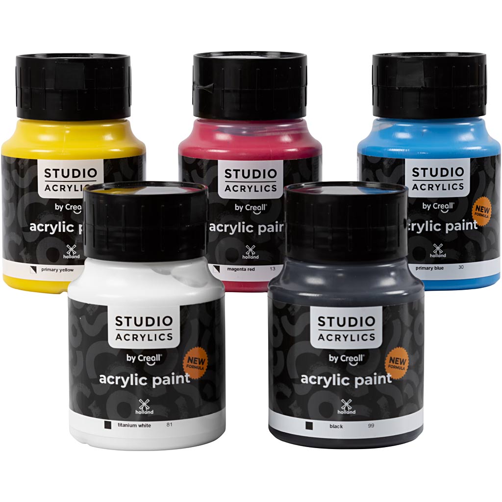Peinture acrylique Creall Studio, différentes couleurs, 5x500 ml 1 boîte
