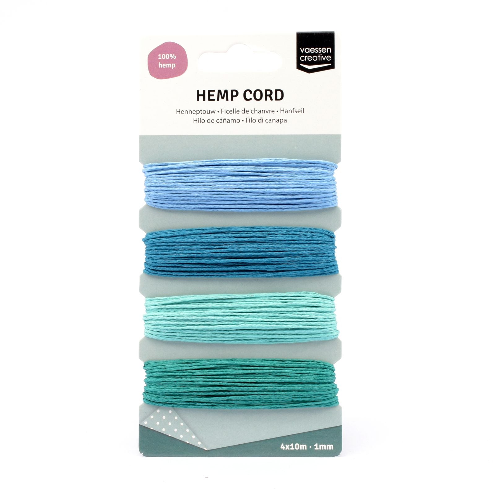 Vaessen creative • assortiment de cordes de chanvre 4x10m bleu vert