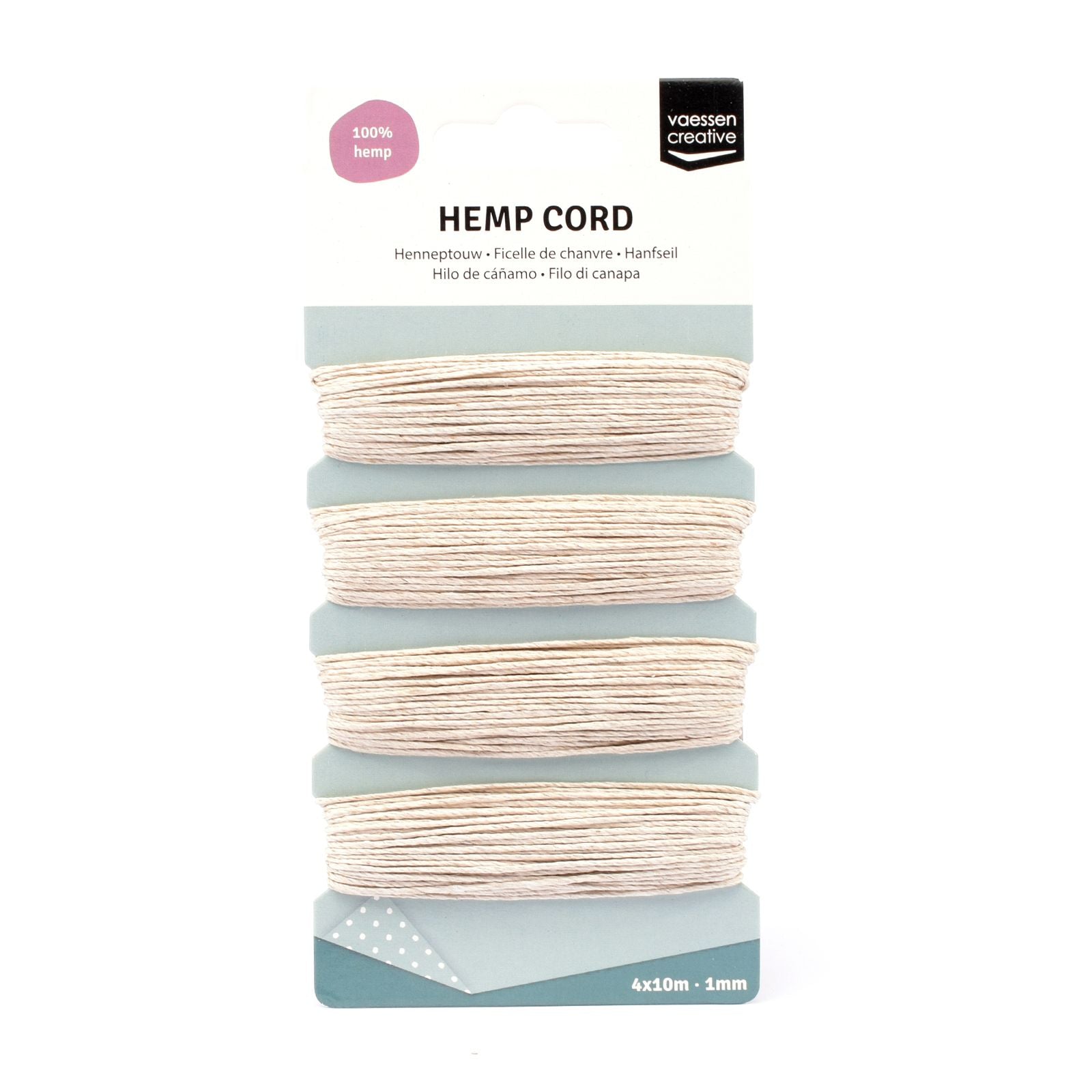 Vaessen creative • assortiment de cordons de chanvre 4x10m naturel